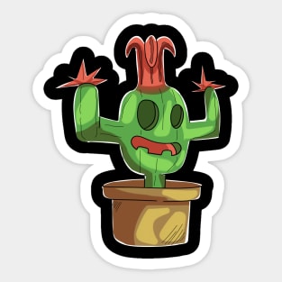 Funny Cartoon Cactus Head Sticker